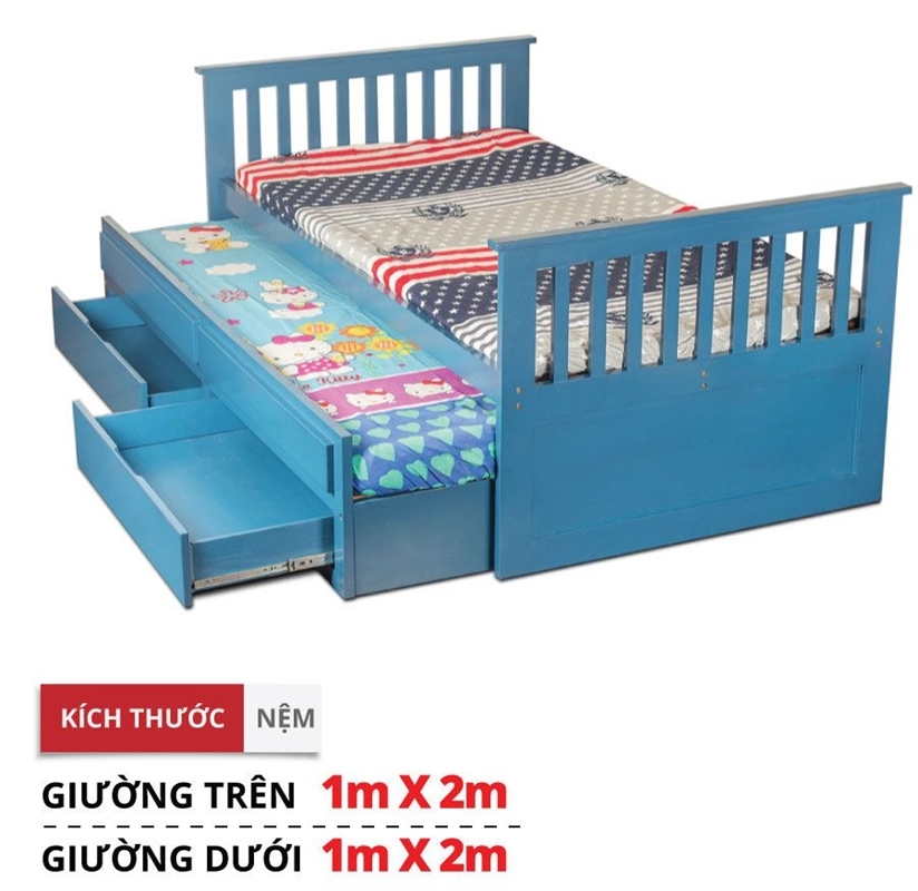 Giường tầng hộp màu xanh navy 200A.GBC