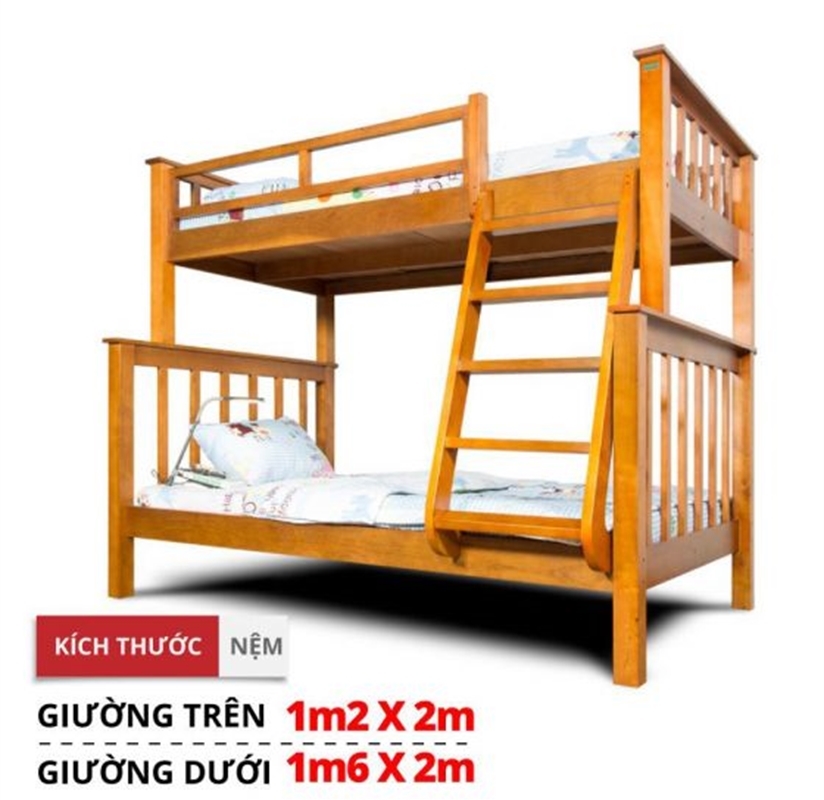 Giường tầng trên 1m2 dưới 1m6 - 1216A.GT