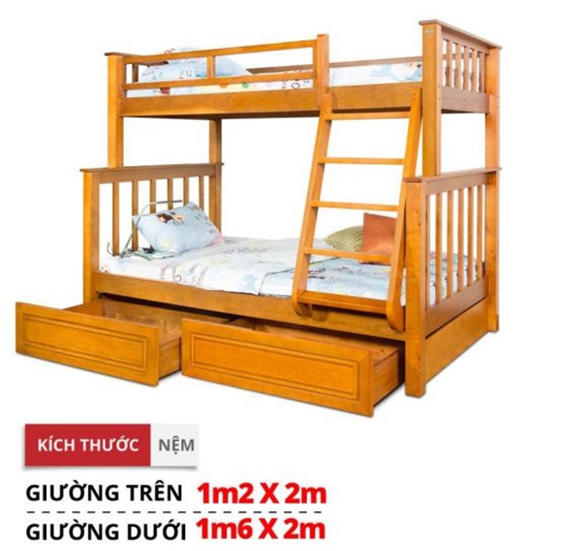 Giường tầng 1216 có hộc kéo - 1216AC.GT
