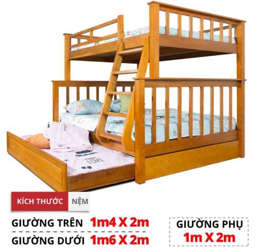 Giường tầng 1216 có giường phụ 1m - 1216AB.GT